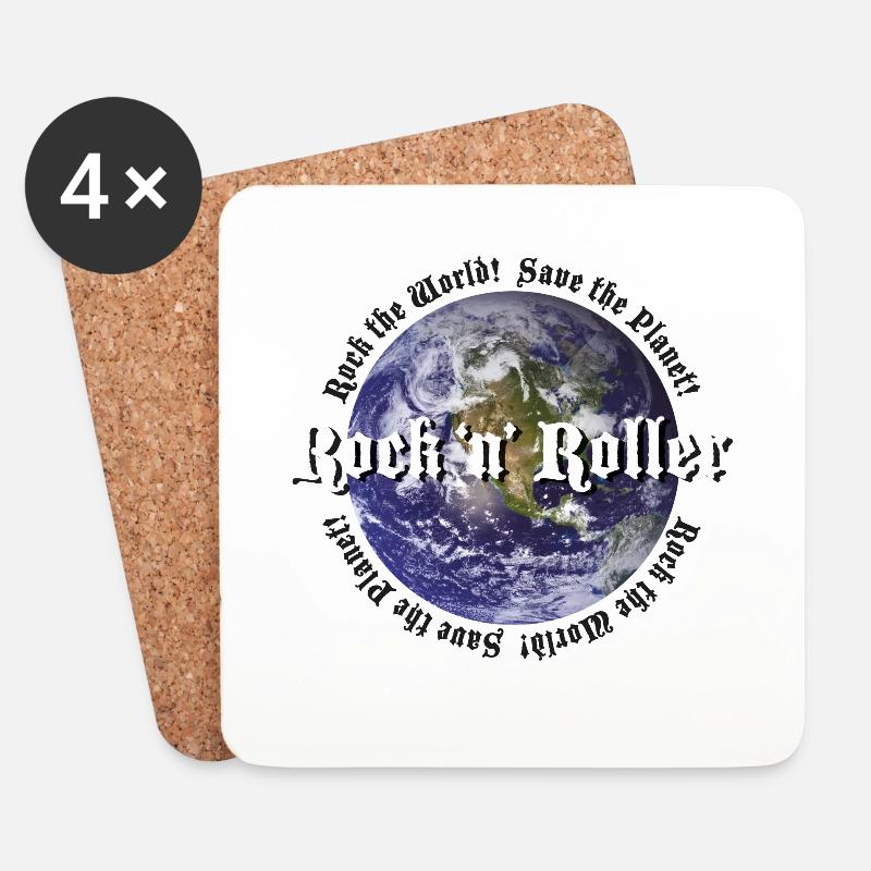 Rock the World Save the Planet - Untersetzer (4er-Set) - Weiß