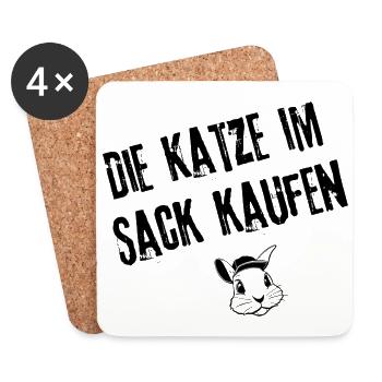 Vertrauensvolle Katzen-Deals | Redewendung - Untersetzer (4er-Set) - Weiß - Vorne