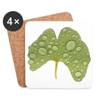 Ginkgo Leaf Water Drop Ginkgo Leaf Photo - Coasters (set of 4) - white - Front