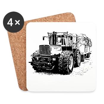 Alter MB trac 1300 TRAKTOR mit Strohanhänger - Untersetzer (4er-Set) - Weiß - Vorne