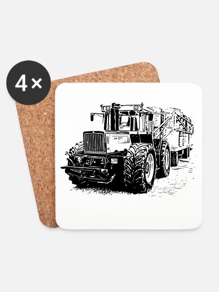 Alter MB trac 1300 TRAKTOR mit Strohanhänger - Untersetzer (4er-Set) - Weiß
