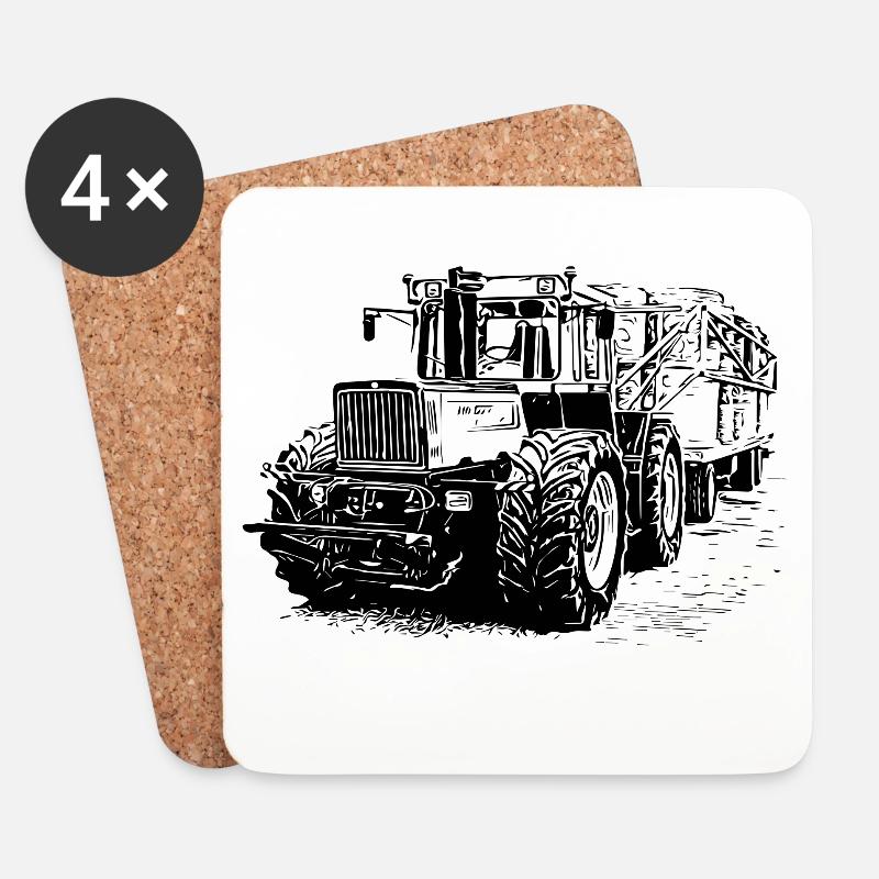 Alter MB trac 1300 TRAKTOR mit Strohanhänger - Untersetzer (4er-Set) - Weiß