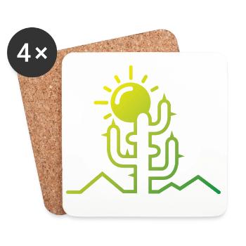 cactus Wüste Sonne Abenteuer minimal Design flat - Untersetzer (4er-Set) - Weiß - Vorne