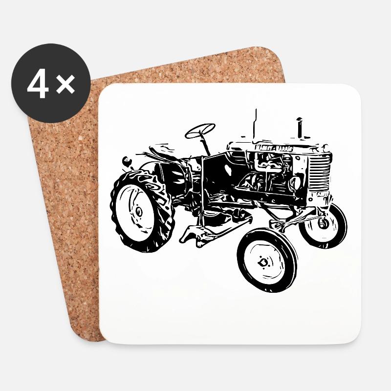 Traktor Pony - Untersetzer (4er-Set) - Weiß
