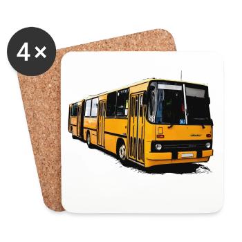 Yellow Ikarus Bus Z80 - Coasters (set of 4) - white - Front
