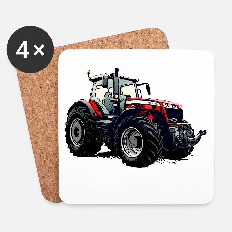 M F 8740 S Traktor - Untersetzer (4er-Set) - Weiß