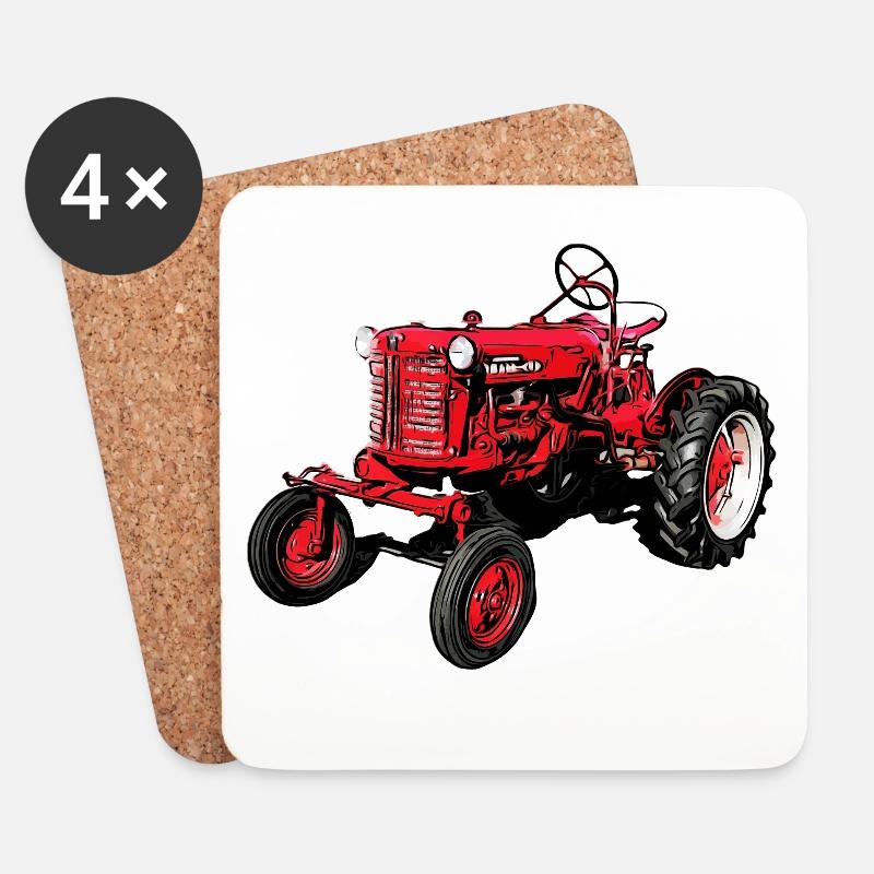 Alter Farmall Cub Traktor - Untersetzer (4er-Set) - Weiß