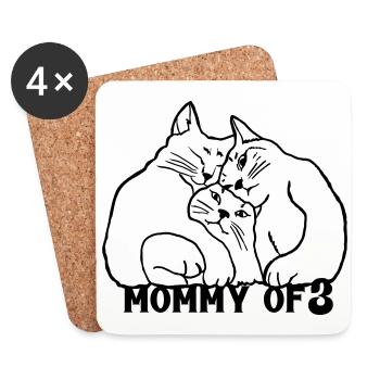Mommy of 3 Katzenmama - Untersetzer (4er-Set) - Weiß - Vorne