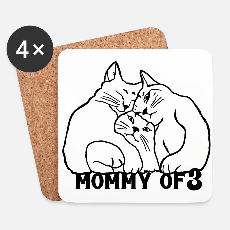 Mommy of 3 Katzenmama - Untersetzer (4er-Set) - Weiß