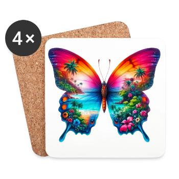 Schmetterling - Untersetzer (4er-Set) - Weiß - Vorne