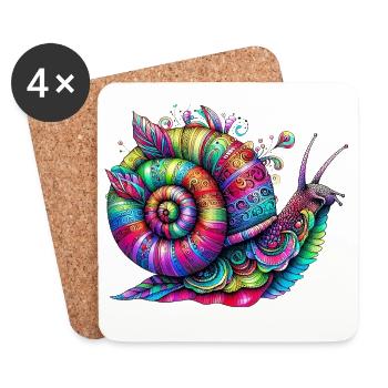 Schnecke - Untersetzer (4er-Set) - Weiß - Vorne