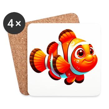 Poisson-clown - Dessous de verre (lot de 4) - blanc - Devant