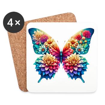 Butterfly flowers dahlia dahlias dahlia - Coasters (set of 4) - white - Front