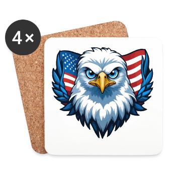 Drapeau des États-Unis Eagle Wings - Dessous de verre (lot de 4) - blanc - Devant