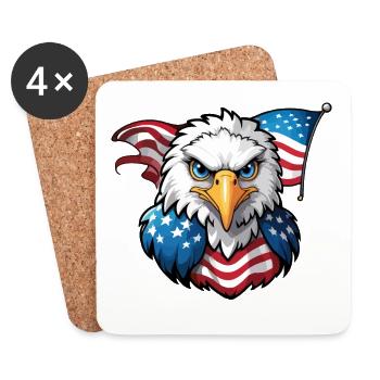 Drapeau des États-Unis et aigle des États-Unis - Dessous de verre (lot de 4) - blanc - Devant