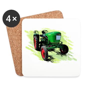 Dieselross F12 Oldtimer Traktor - Untersetzer (4er-Set) - Weiß - Vorne