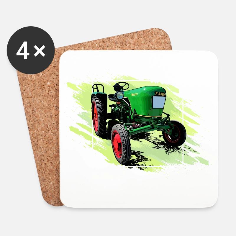 Dieselross F12 Oldtimer Traktor - Untersetzer (4er-Set) - Weiß