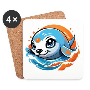 Cute baby seal - Coasters (set of 4) - white - Front