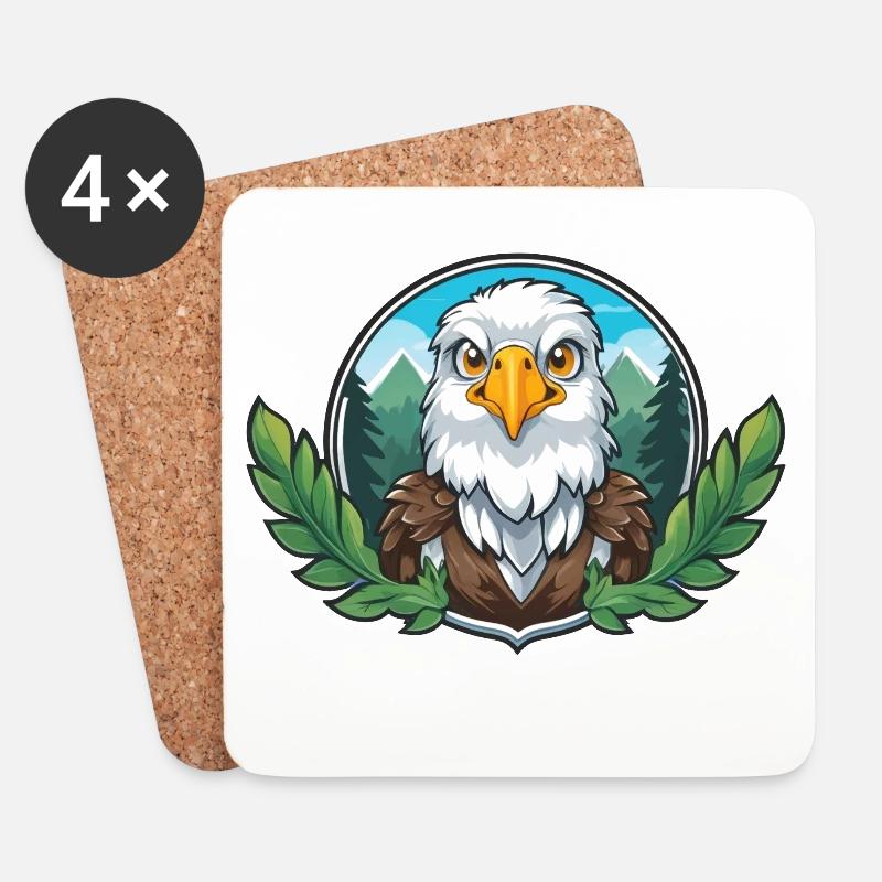 Bald eagle guardian in the forest - Coasters (set of 4) - white