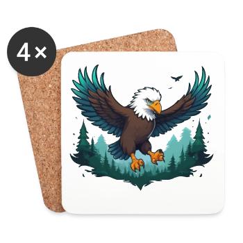 Eagle flies over forest - Coasters (set of 4) - white - Front