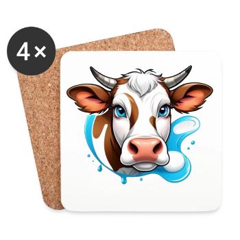 Alpine Cow Charm - Coasters (set of 4) - white - Front