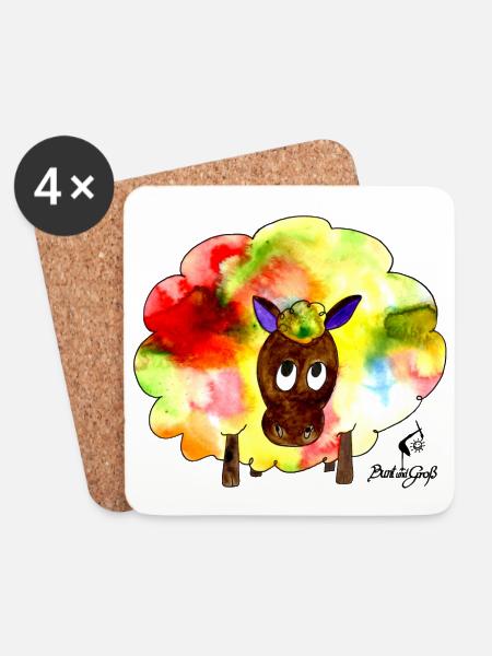 Regenbogenschaf - Untersetzer (4er-Set) - Weiß