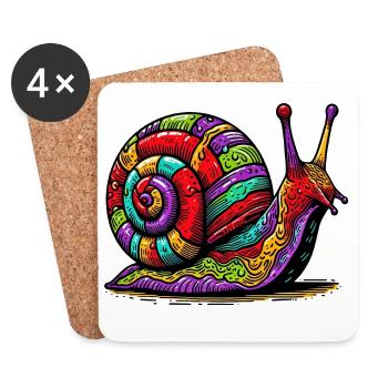 Schnecke - Untersetzer (4er-Set) - Weiß - Vorne