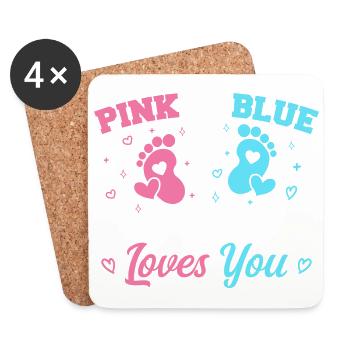 Pink Or Blue Daddy Loves You - Funny Gender reveal - Coasters (set of 4) - white - Front