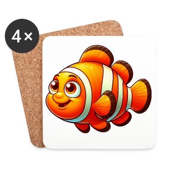 Poisson-clown - Dessous de verre (lot de 4) - blanc - Devant