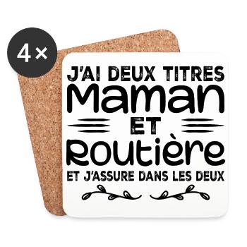 Two Titles Truck Mom Granny Gift - Coasters (set of 4) - white - Front