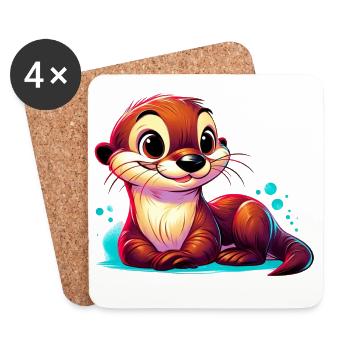 Otter - Coasters (set of 4) - white - Front