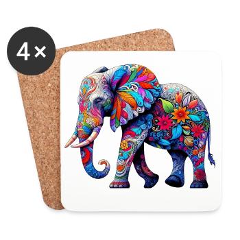 Elefant - Untersetzer (4er-Set) - Weiß - Vorne