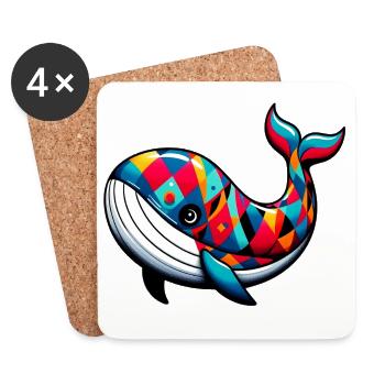 Arlequin baleine - Dessous de verre (lot de 4) - blanc - Devant