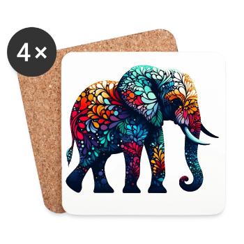 Éléphant - Dessous de verre (lot de 4) - blanc - Devant
