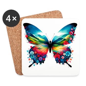 Schmetterling - Untersetzer (4er-Set) - Weiß - Vorne
