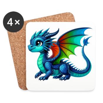 Drache - Untersetzer (4er-Set) - Weiß - Vorne