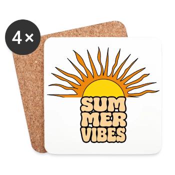 Sommer Sonne Summer Vibes Strand Outfit retro Logo - Untersetzer (4er-Set) - Weiß - Vorne