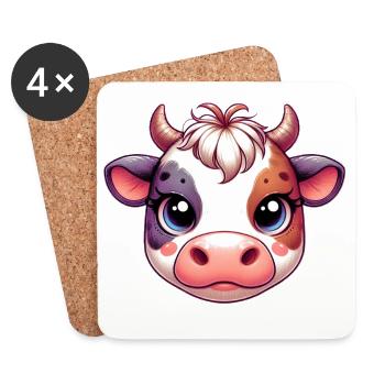 Vache - Dessous de verre (lot de 4) - blanc - Devant
