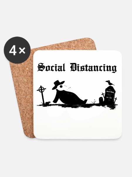 Black Death Social Distancing - Untersetzer (4er-Set) - Weiß