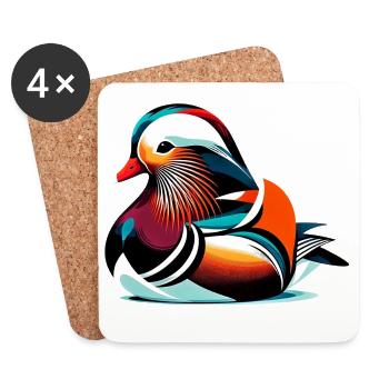 Canard mandarin - Dessous de verre (lot de 4) - blanc - Devant
