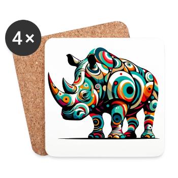 Rhinoceros - Coasters (set of 4) - white - Front