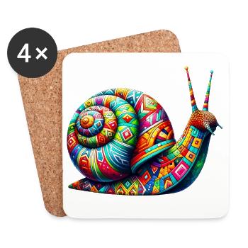 Escargot - Dessous de verre (lot de 4) - blanc - Devant