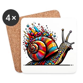 Schnecke - Untersetzer (4er-Set) - Weiß - Vorne