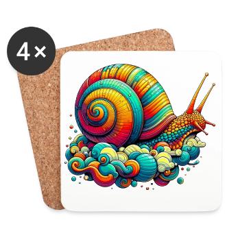 Escargot - Dessous de verre (lot de 4) - blanc - Devant