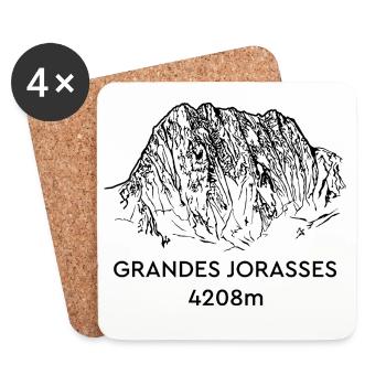 Grandes Jorasses, Haute Montagne, Mont-Blanc, Montagne - Dessous de verre (lot de 4) - blanc - Devant
