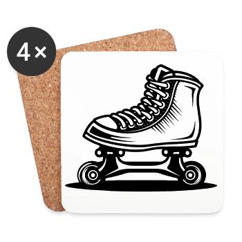 Dessin de patins à roulettes - Dessous de verre (lot de 4) - blanc - Devant