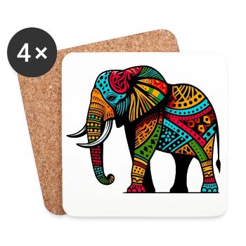 Éléphant - Dessous de verre (lot de 4) - blanc - Devant