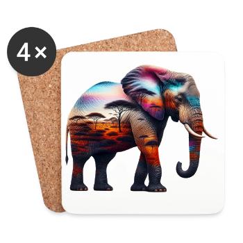 Éléphant - Dessous de verre (lot de 4) - blanc - Devant