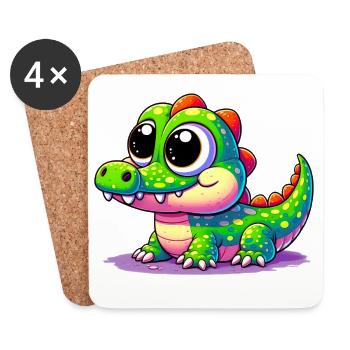 Alligator-Krokodil - Untersetzer (4er-Set) - Weiß - Vorne