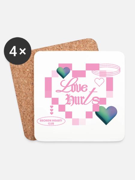 Liebe tut weh - Untersetzer (4er-Set) - Weiß